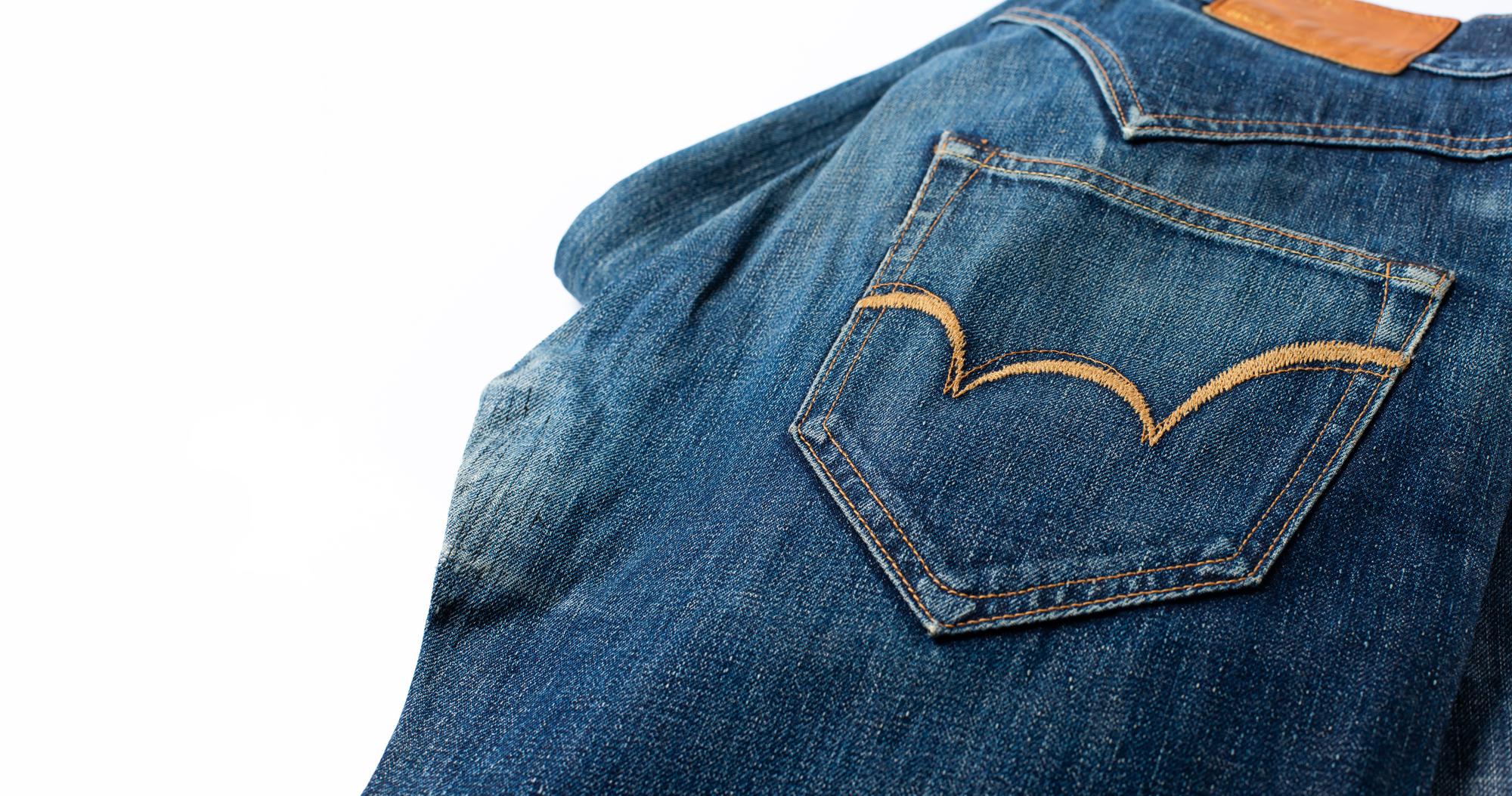 Minimal patch embroidered on denim jacket