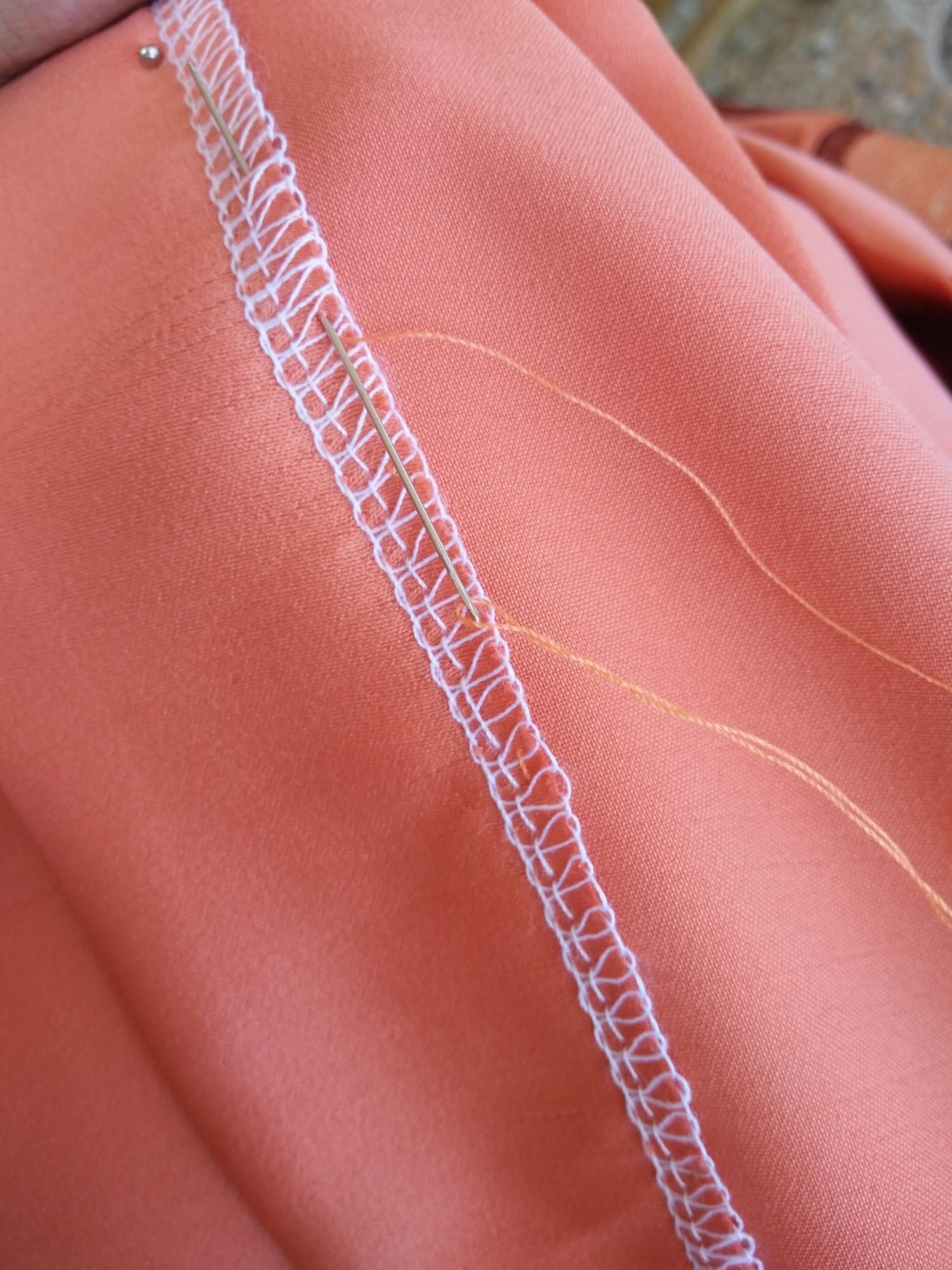 Close-up satin stitch on cotton